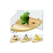 Cage à Oiseaux Perche Support Plate-Forme en Bois Forme de Ventilateur Perroquet Terrain de Jeu Cage Accessoires pour Oiseau Perroquet Hamster