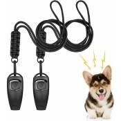 Noir - Sifflet à ultrasons pour chien, 2 sifflets à ultrasons réglables avec clicker et 2 fils, sifflet à ultrasons pour chien, dressage