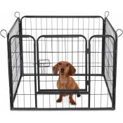 Acaza - Parc à chien en 4 panneaux - Chenil pour chien - Avec porte - Hauteur 60 cm - Noir
