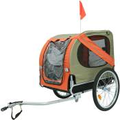 Aqrau - Remorque vélo pour Chien, Pet Bike Trailer Foldable, Réflecteurs Drapeau, Max. 30 Kg Orange