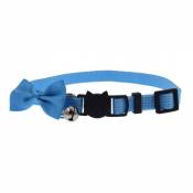 Collier chien ,noeud papillon et clochette et Boucle Securite - Bleu clair