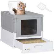 Pawhut - Maison de toilette pliable pour chat - tiroir