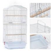 Sifree - Cage pour Oiseaux Volière de Perroquet Canaries Perruche Canaris 463692cm, avec 4 mangeoires, 3 perchoirs blanc