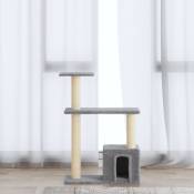 The Living Store - Arbre à chat avec griffoirs en sisal Gris clair 70 cm Gris