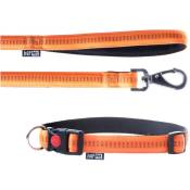 Laisse et collier Soft Style 2,5 cm taille xl (40 à 64 cm) x l. 120 cm en nylon Orange/Noir pour chien - JP44 Happet