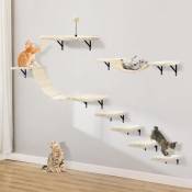 Mur d'escalade pour chat, étagère murale pour chat, perchoir, lit hamac et arbre à chat, poteau à gratter, rebord pour dormir, jouer, grimper et se