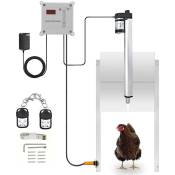 Portier automatique Ouvre-porte Kit de Porte automatique pour poulailler poulets poules oies 30x30cm infrarouge + capteur de lumière 100-240V IP44
