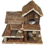 Maison Birte en bois naturel pour petit rongeurs Animallparadise Marron