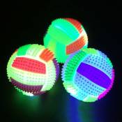 （6.5cm）,3pcs Balle rebondissante à mâcher pour chien en forme de ballon de football avec lumière LED clignotante - Couleur aléatoire