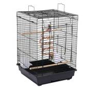 Cage Oiseaux B.LIVEM® avec 2 mangeoires, 3 perchoirs Noir 40*40*72cm