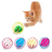 Fortuneville - Chat chaton jouet interactif Rolling Cat ball jouet cage à l'intérieur de la plume de souris jeu jouet 1pc (couleur aléatoire)
