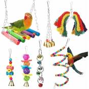 Jouet pour perroquet 7 pièces, jouets pour oiseaux, jouet pour perruche, jouets pour oiseaux perchés grimpants, jouets à mâcher utilisés pour les