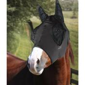 Extra full, Gris: Masque de cheval antifouling en lycra avec filet pour les yeux