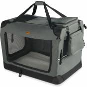 Vounot - Sac transport pliable chien chat caisse cage portable 82x60x60cm gris