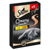 9x12g Sheba Creamy Snacks poulet & fromage - Friandises pour chat