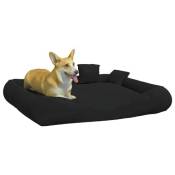 Coussin avec oreillers pour chien Noir 115x100x20 cm Tissu