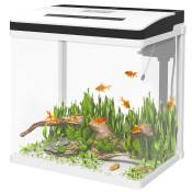 PawHut Aquarium en verre avec filtre couvercle et lumière LED pour poissons capacité 28L 38 x 26 x 39,5 cm blanc