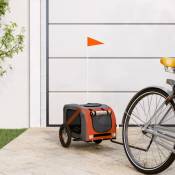 Remorque de vélo pour chien orange et gris tissu oxford
