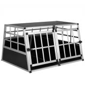 Cadoca - Cage de transport pour animaux domestiques noir argent caisse chien boîte grille Cage pour animaux xl