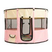 Ensoleille - Clôture Ronde intérieure/extérieure pour Parc Animalier Portable Pliable Tente pour animaux de compagnie fermée pour chat et chien (Pink)