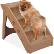 Relaxdays - Escalier pour chiens 4 marches,chiots et chats, lit, sofa, auto,échelle jusqu'à 100 kg, 49x39x61cm,beige