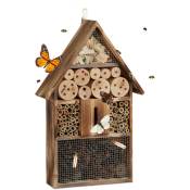 Relaxdays - Hôtel à insectes, bois flammé, suspendre, hauteur : 50 cm env., pour abeilles et papillons, nature