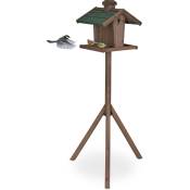 Relaxdays - Mangeoire d'extérieur pour oiseaux, surface à remplir, toit, bois, hlp 137 x 68 x 55 cm, jardin, marron & vert