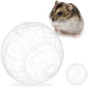 Boule hamster, lot de 2, jouet pour rongeurs, accessoire, souris, apport en air optimal, plastique, 14 cm, transparent