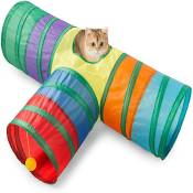 Memkey - Tunnel pour chat interactif - Jouet pour animal domestique - Tunnel de jeu pour chats, chatons, lapins, chiots - Pliable (T-Style Rainbow)