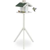 Relaxdays - Mangeoire d'extérieur pour oiseaux, surface à remplir, toit, bois, hlp 137x68x55 cm, pour jardin, blanc & vert