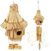 Carillon à vent, lot de 2, bambou et paille, intérieur