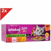 Whiskas - Tasty Mix 80 Sachets fraîcheur en sauce 4 variétés pour chat 85g (2x40g)