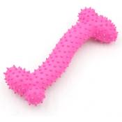 2 pièces en forme d'os chien jouets à mâcher Pet Anti-morsure molaire bâton dents nettoyage gomme(rose)