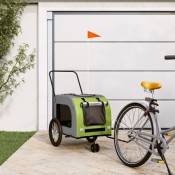 Vidaxl - Remorque de vélo pour animaux de compagnie vert et gris