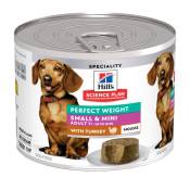 12 x 200 g Nourriture humide pour chien Hill’s Science Plan Perfect Weight Adult Small & Mini Mousse à la dinde