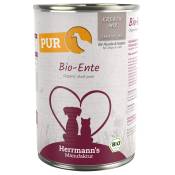 Lot Herrmann's Pure Viande Bio 12 x 400 g pour chien et chat - canard bio