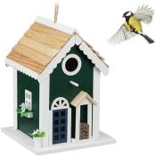 Relaxdays - Mangeoire d'extérieur pour oiseaux à suspendre, nichoir en bois, hlp 25,5 x 18,5 x 18,5 cm, colorée