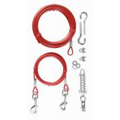 Animallparadise - Câble d'attache acier avec longe 15 mètres pour chien max 45 kg. Rouge