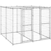 Helloshop26 - Chenil extérieur cage enclos parc animaux chien extérieur acier galvanisé avec toit 4,84 m²