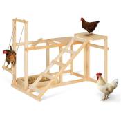Idmarket - Aire de jeux en bois xxl pour poules avec balançoire perchoir échelle bain de poussière - Bois-clair