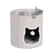 Niche pour votre chat, coussin moelleux, abri pliable, cachette pratique, h x d : 40 x 39 cm, beige - Relaxdays