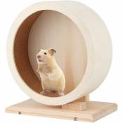 Roue de course pour hamster, support en bois, 21 cm, silencieux, roue d'exercice pour hamster, cochon d'Inde, hérisson, chinchilla—— Adélala