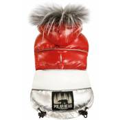25 cm: Veste matelassée imperméable avec doublure en velours rouge Polar Bear pour chiens