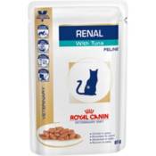 Croquettes royal canin veterinary diet renal pour chats bouchées en sauce thon 12 sachets 85 g