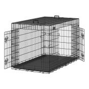 Feandrea Cage pour Chien Pliable avec 2 Portes, Plateau Amovible, Noir - 136 x 79 x 87 cm