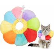 Xinuy - Collerette pour Chat : Collerette réglable pour chats, petits chiens, doux, arc-en-ciel, tournesol, chat, récupération, collier cône pour
