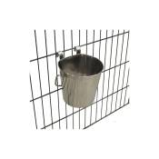 Dog Bucket Drinker, en acier inoxydable, spécial pour l'accrochage en cage, capacité de 1900 ml.