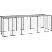 Helloshop26 - Chenil extérieur cage enclos parc animaux chien argenté 330 x 110 x 110 cm acier - Argenté
