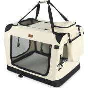 Vounot - Sac transport pliable chien chat caisse cage portable 82x60x60cm beige