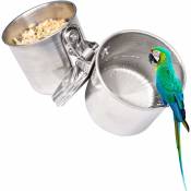 Yozhiqu - Bol d'alimentation pour Oiseaux en Acier Inoxydable Tasse d'alimentation de Perroquet Cage à Oiseaux d'alimentation Bol avec Pince Gobelet